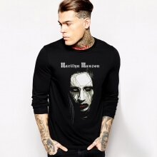 Rock Marilyn Manson Tshirt เสื้อยืดแขนยาวสีดำ