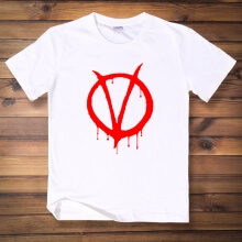 V til Vendetta V Logo Tshirt Hvid Mænd Tee