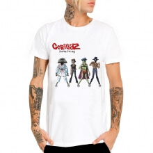 Hvid Gorillaz Rock Bnad Tshirt