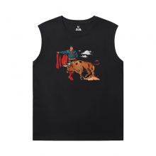 Superman Sleeveless T Shirt Black Justice League Siêu anh hùng Áo sơ mi