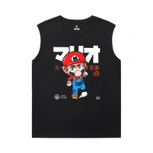 Camisetas legais Mario Preto Sem Mangas Camiseta Mens