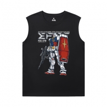 Camisas de anime japonesa Gundam Mens Camisa sem Mangas Oversized