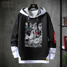 Sahte İki Parçalı Tops Vintage Anime Maskeli Rider Sweatshirt