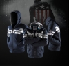 Marvel Captain America Cosplay Hoodie Superhero Blue Zipper Sweater For Youth