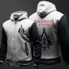 Assassin's Creed Printing Sweat-shirts garçons hiver polaire épais Hoodies Zippés hommes noir plus la taille