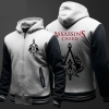 Assassin's Creed Printing Sweatshirts Boys Winter Fleece Thick Zipper Hoodies Men Black Plus Size