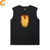 Marvel Iron Man Tee Shirt Áo thun Avengers đen không tay Áo thun