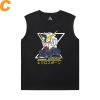 Gundam Tee Shirt Vintage Anime Không tay áo thun đen