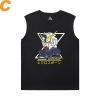 Japanse Anime Shirts Gundam Zwart Mouwloze T-shirt Mens