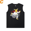 Pokemon T-Shirt Cotton Black Sleeveless T Shirt Mens