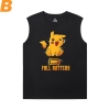 Pokemon T-Shirt Cotton Black Sleeveless T Shirt Mens