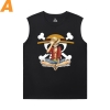 Anime One Piece Black Sleeveless Shirt Men Cool T-Shirt