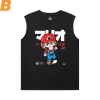 Camisetas legais Mario Preto Sem Mangas Camiseta Mens