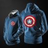 Marvel Captain America Sweat Shirts Superhero Mens Blue Hoodie