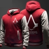 Assassin's Creed Hoodie Fleece Thick Zip Up Hooded Sweatshirt Men Boy Black Winter Coat 