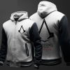 Assassin's Creed Hoodie Fleece Thick Zip Up Hooded Sweatshirt Men Boy Black Winter Coat 