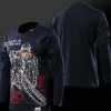 Blizzard Overwatch Soldier 76 Lengan Panjang T-shirt Biru 4XL Tee Shirt