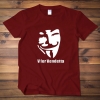 Cool V for Vendetta Mask T-shirt Red Wine Men Tee