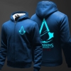 Boys Zip Up Assassin&#039;s Creed Hoodie Fleece Thick Hooded Sweatshirt Men Grey Luminous Winter