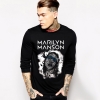 Tshirt longo da luva de Marilyn Manson do heavy metal