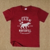T-shirt preto da casa Stark Wolf para homens