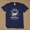 T-shirt preto da casa Stark Wolf para homens