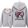 ตรวจพระเอก D.Va Hoodie สำหรับเด็กผู้ชายสีดำเสื้อกันหนาว