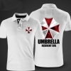 Resident Evil Umbrella เสื้อโปโลเสื้อโปโลผู้ชายสีแดง