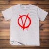 V for Vendetta V Logo Tshirt White Men Tee