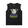 Gundam Tee Shirt Vintage Anime Không tay áo thun đen