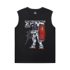 Camisas de anime japonesa Gundam Mens Camisa sem Mangas Oversized