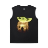 Hot Topic Yoda Camasi Mandalorian Negru SleeveLess Shirt Men