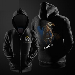 Hanzo mürekkep baskı hoodie üzerinde kahraman fermuar Kapüşonlu Sweatshirt izle