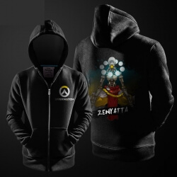 Surveillez Zenyatta Ink Print Sweat à capuche Blizzard ow Hero zippé à capuche