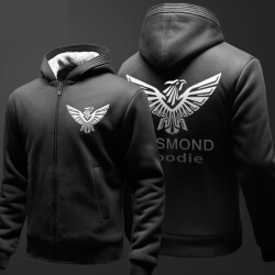 Top Quality Black Assassin's Creed Themed Hoodies Mens Winter Fleece Thick Zipper Sweatshirts XXXL