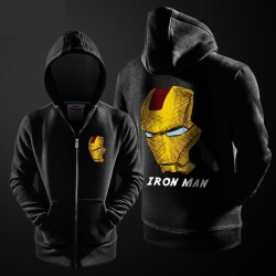 Superhero Iron Man Hoodie Black Zip Up Men Boy Marvel Hooded Sweatshirt