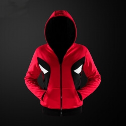Quality Deadpool Cosplay Hoodie Red Superhero Hooded Sweatshirt For Youth