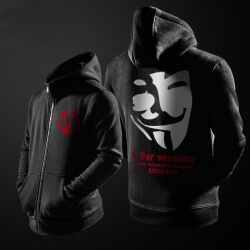 Cool V for Vendetta Mask Zip Up Hoodie For Men