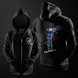 Ink Soldier 76 zip up capuz Overwatch herói camisola azul para homens menino