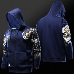 Blizzard Overwatch Hanzo Hoodie Blue Zip Cosplay Sweatshirt Cool