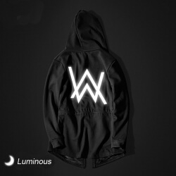 Světelný Alan Walker s kapucí mikina vybledlé Cosplay Long Hoodie