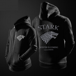 Trò chơi của Thrones House Stark Wolf qụa khoan màu xám direwolf Zipper Sweater