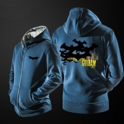 Người đàn ông mát mẻ Batman Sweatshirt màu xanh Zipper Hoodies