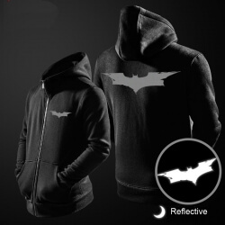 Erkek siyah hoodiey için süper kahraman yansıtıcı Batman kukuletay