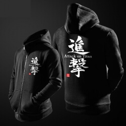 Erkekler için Titan hoody saldırı siyah fermuar yukarı hoodie