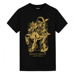 Saint Seiya Sagittarius preto Camisetas Anime Camisetas Baratas