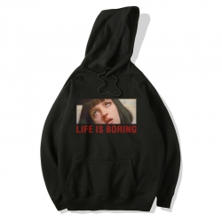 <p>Black hooded sweatshirt Life Is Boring Hoodies</p>
