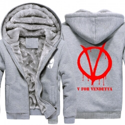 Kışlık Mont V for Vendetta Logo Kış İçin Kalın Hoodies