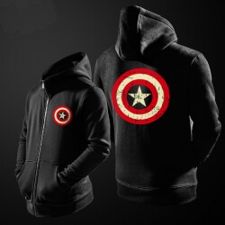 Marvel Captain America Sweat Shirts Superhero Mens Blue Hoodie