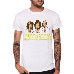 Bee Gees ban nhạc rock T-Shirt trắng kim loại nặng 